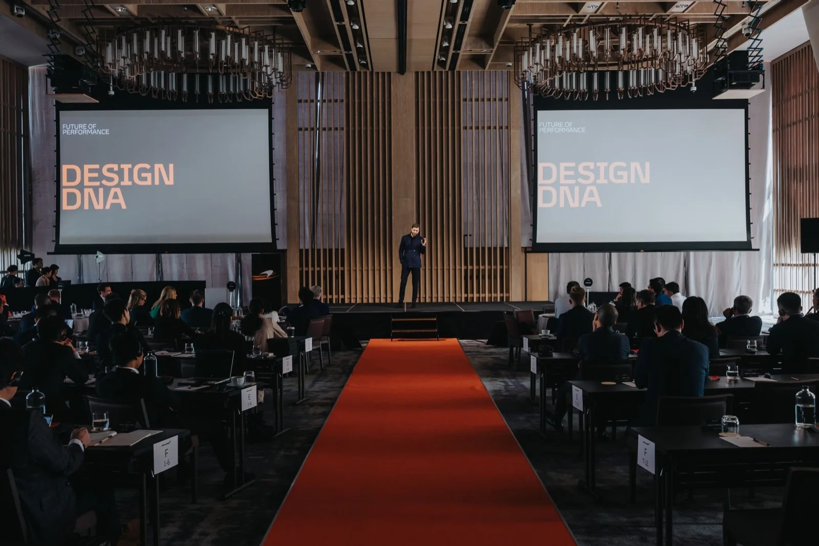 McLaren keynote presentation with the retailer audience and Design DNA screens